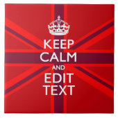 Red Burgundy Behalte Ihre Text Union Jack Flag ber Fliese (Vorderseite)