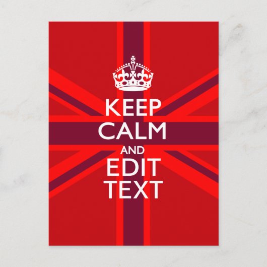 Red Burgundy Behalte Ihre Text Union Jack Flag ber Postkarte (Vorderseite)