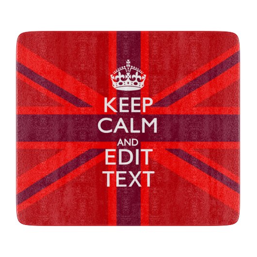 Red Burgundy Behalte Ihre Text Union Jack Flag ber Schneidebrett (Vorderseite)