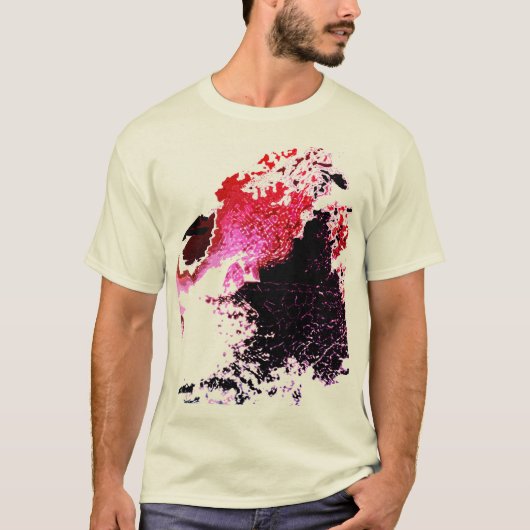 Red Burgundy Black Airbrush Paint Splashes Design T-Shirt (Vorderseite)