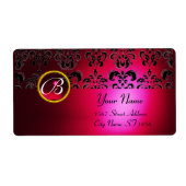 RED BURGUNDY BLACK DAMASK MONOGRAM, RUBY (Vorne)