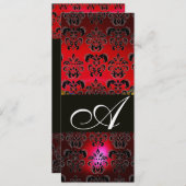 RED BURGUNDY BLACK DAMASK MONOGRAM ruine weiß Einladung (Vorne/Hinten)
