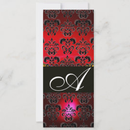 RED BURGUNDY BLACK DAMASK MONOGRAM ruine weiß Einladung