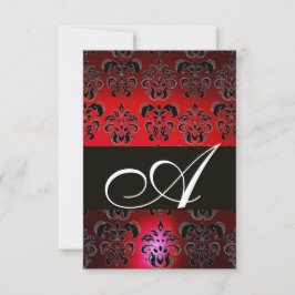 RED BURGUNDY BLACK DAMASK MONOGRAM UAWG ruby white RSVP Karte