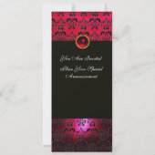 RED BURGUNDY BLACK DAMASK MONOGRAMM Champagner Einladung (Rückseite)
