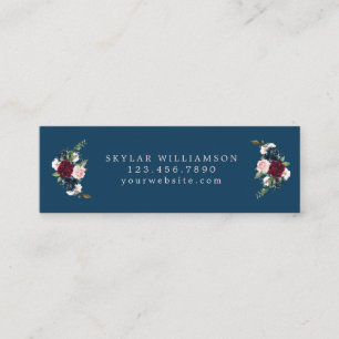 Red Burgundy & Blue Elegante Blume Mini Visitenkarte