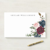 Red Burgundy & Blue Elegante Blume Post-it Klebezettel (Auf Schreibtisch)