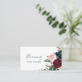 Red Burgundy & Blue Elegante Blume Visitenkarte (Stehend Vorderseite)