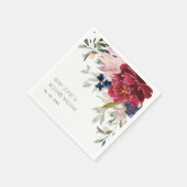Red Burgundy Blush Blue Floral Wedding Bunch Serviette (Ecke)