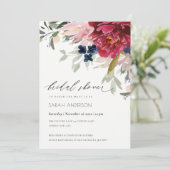 Red Burgundy Blush Brautparty laden Dankeskarte (Stehend Vorderseite)