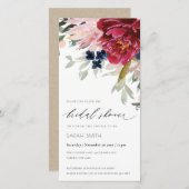 Red Burgundy Blush Brautparty laden Dankeskarte (Vorne/Hinten)