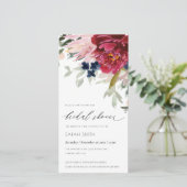 Red Burgundy Blush Brautparty laden Dankeskarte (Stehend Vorderseite)