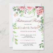 Red Burgundy Blush Pink Roses Rentirement Party Einladung (Vorderseite)