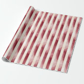 Red Burgundy Cream Stripes Christmas Geschenkpapier (Ungerollt)