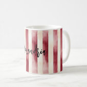 Red Burgundy Cream Stripes Christmas Kaffeetasse (VorderseiteRechts)