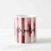 Red Burgundy Cream Stripes Christmas Kaffeetasse (Mittel)