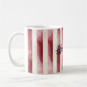 Red Burgundy Cream Stripes Christmas Kaffeetasse (Links)