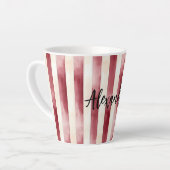 Red Burgundy Cream Stripes Christmas Milchtasse (Linke Ecke)