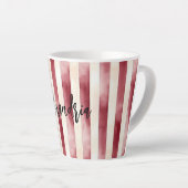 Red Burgundy Cream Stripes Christmas Milchtasse (Rechte Ecke)