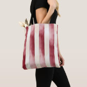 Red Burgundy Cream Stripes Christmas Tasche (Von Nahem)