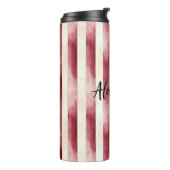 Red Burgundy Cream Stripes Christmas Thermosbecher (Nach links gedreht)