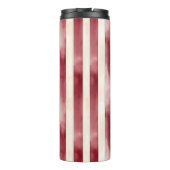 Red Burgundy Cream Stripes Christmas Thermosbecher (Rückseite)