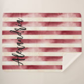 Red Burgundy Cream Stripes Flowers Leaves Sherpadecke (Vorderseite (Horizontal))
