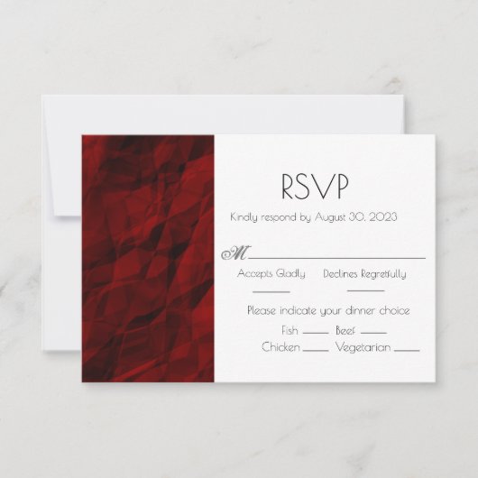 Red Burgundy Elegant Wedding Response RSVP Card Karte (Vorderseite)