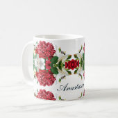 Red Burgundy Floral Watercolor personalisieren Kaffeetasse (Vorderseite Links)