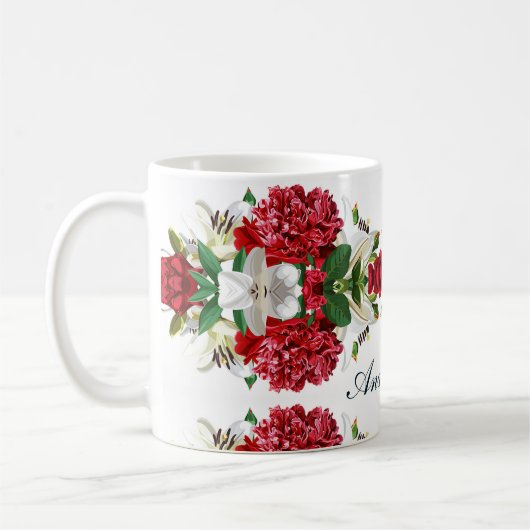 Red Burgundy Floral Watercolor personalisieren Kaffeetasse (Links)