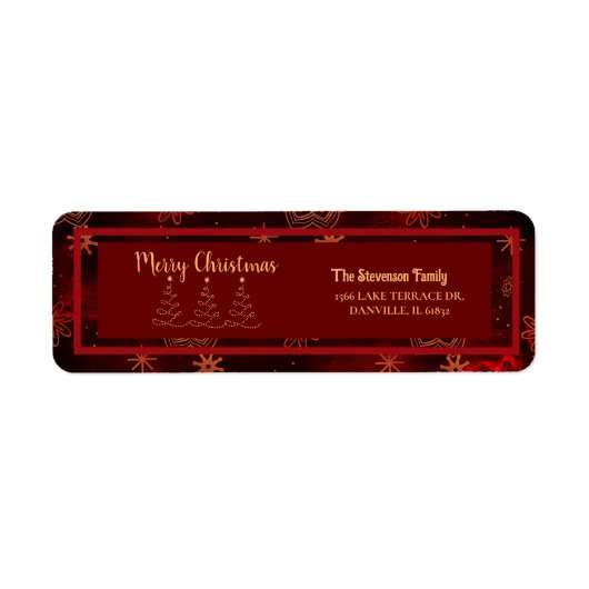 Red Burgundy Frohe Weihnachtsfeier Rücksendeadress (Vorne)