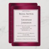 Red Burgundy Glam Ribbon Brautparty Einladung (Vorne/Hinten)