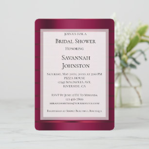 Red Burgundy Glam Ribbon Brautparty Einladung