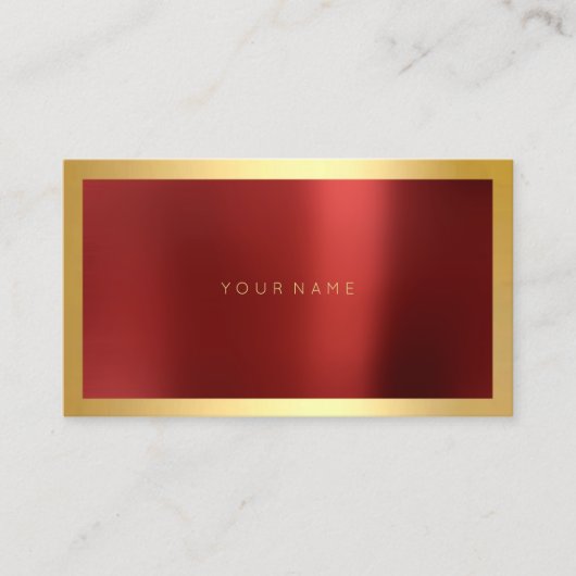 Red Burgundy Gold Gerahmt Metallic Minimal Lux Visitenkarte (Vorderseite)