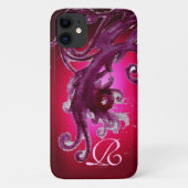 RED BURGUNDY LILA BERRIES UND WIRBEL MONOGRAM Case-Mate iPhone HÜLLE (Rückseite)