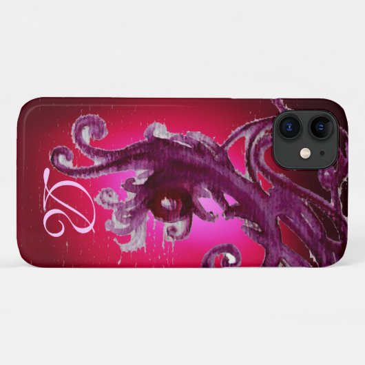 RED BURGUNDY LILA BERRIES UND WIRBEL MONOGRAM Case-Mate iPhone HÜLLE (Rückseite (Horizontal))