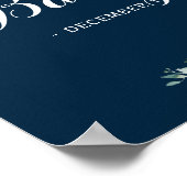 Red Burgundy Navy Rustic Winter Floral Baby Dusche Poster (Ecke)