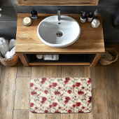 Red Burgundy Pink Blume Buds Pattern Badematte