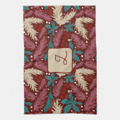 Red Burgundy Retro Cosy Christmas Charm Geschirrtuch (Vertikal)