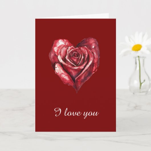 Red Burgundy Rose Herzliche Liebe Karte (Kleine Pflanze)