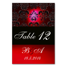 RED BURGUNDY SCHWARZ-WEISS CLASSY DAMASK MONOGRAM TISCHNUMMER