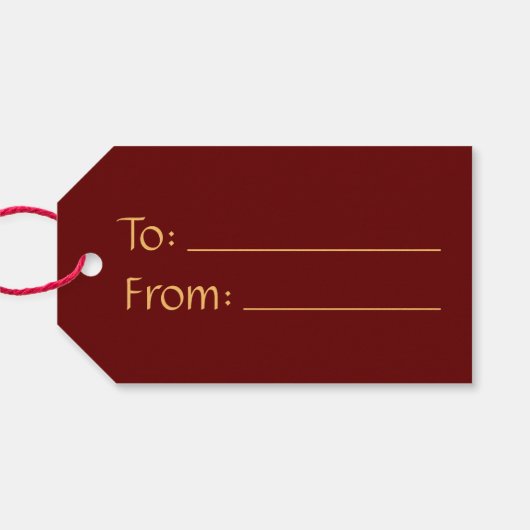 Red Burgundy To/from Elegante Weihnachten Geschenkanhänger (Rückseite Horizontal)