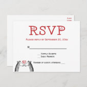 Red Burgundy UAWG Giraffe Wedding Liebe Einladungspostkarte (Vorne/Hinten)