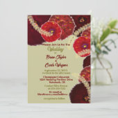 Red & Burgundy Watercolor Boho Wheat Wedding Einladung (Stehend Vorderseite)