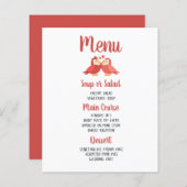 Red Burgundy Wedding Menu Lovebirds Brautparty (Vorne/Hinten)