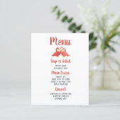 Red Burgundy Wedding Menu Lovebirds Brautparty (Stehend Vorderseite)