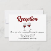 Red Burgundy Wedding Reception Weinbrille Einladung (Vorderseite)