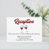 Red Burgundy Wedding Reception Weinbrille Einladung (Stehend Vorderseite)