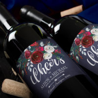 Red Burgundy White Navy Blue Floral Cheers Hochzei