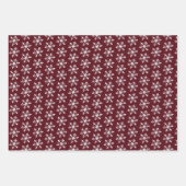Red Burgundy White Polka Dots Streifen Schneeflock Geschenkpapier Set (Vorderseite 3)